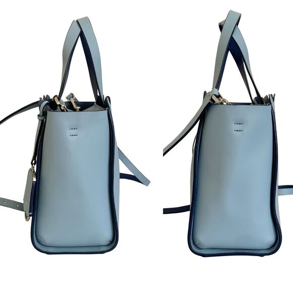 Kate Spade Dusty Blue Scallop Laser Cut Leather Tote Crossbody Bag Purse - Picture 3 of 13